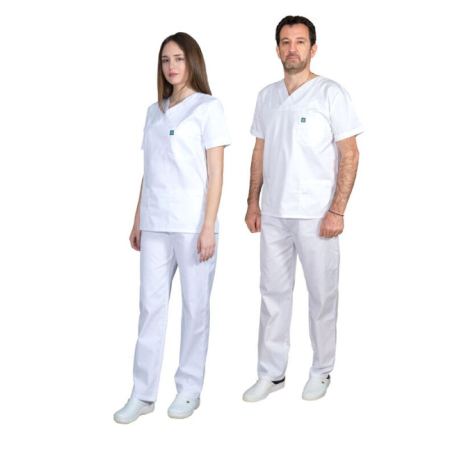 Alezi Σετ Παντελόνι & Μπλούζα Unisex σε Λευκό Χρώμα SCRUB-UNISEX-WHITE