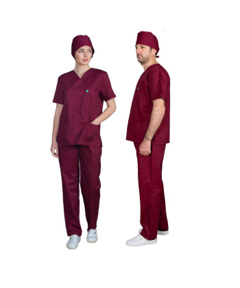 Alezi Σετ Παντελόνι & Μπλούζα Unisex σε Μπορντό Χρώμα SCRUB-UNISEX-BORDEAUX