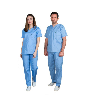 Alezi Σετ Παντελόνι & Μπλούζα Unisex σε Γαλάζιο Χρώμα SCRUB-UNISEX-MED-BLUE