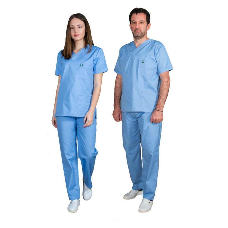 Alezi Σετ Παντελόνι & Μπλούζα Unisex σε Γαλάζιο Χρώμα SCRUB-UNISEX-MED-BLUE