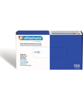 Karabinis Medical Alfashield Alfa Gloves Εξεταστικά Γάντια Νιτριλίου Χωρίς Πούδρα Μπλε 100τμχ